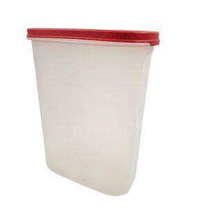Tupperware Oval Storage Container Red Lid Plastic Airtight Organization 1614